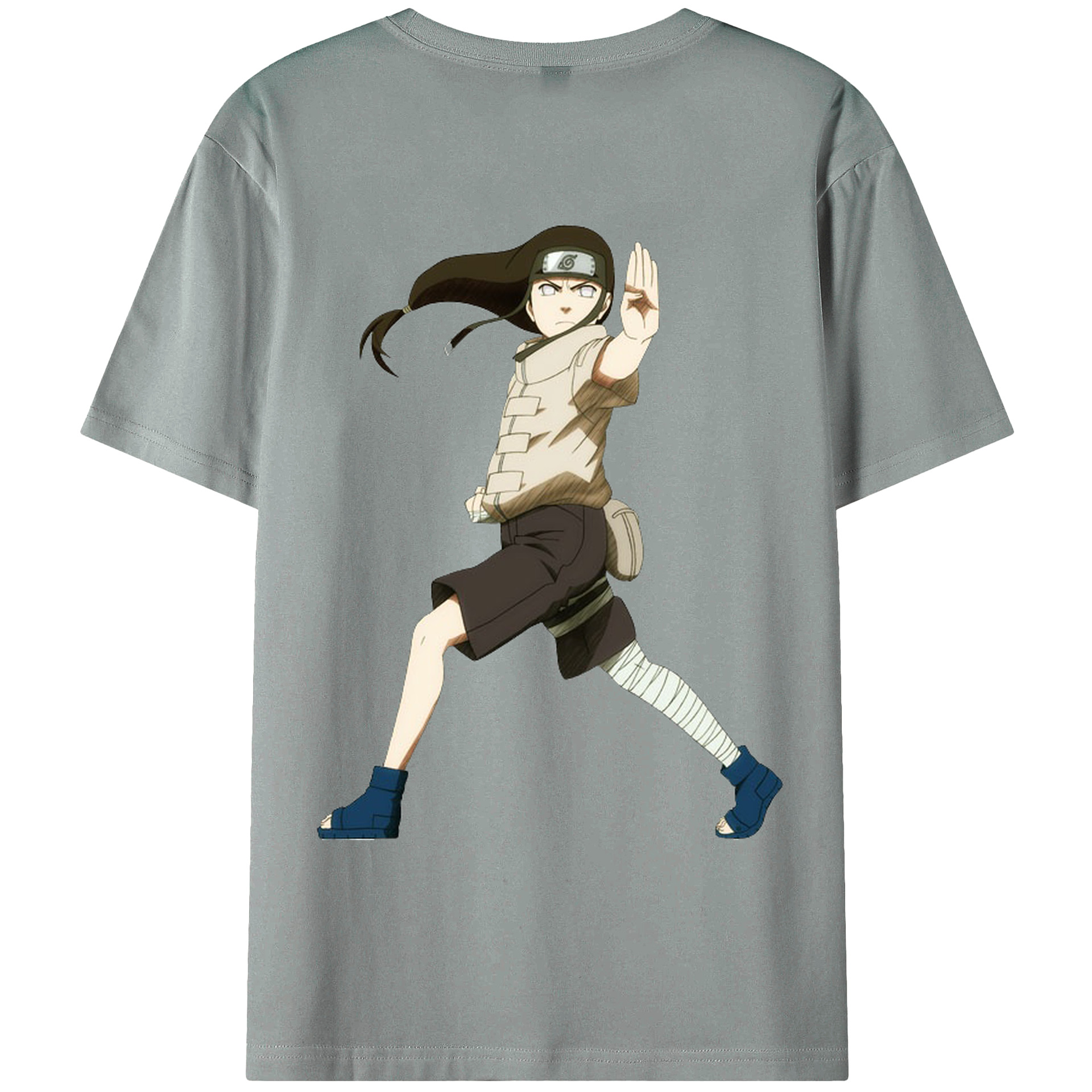 （画像用） NARUTO -ナルト- 日向ネジ Hyūga Neji 綿100％ メンズ半袖Tシャツ（バックプリント） 通気性